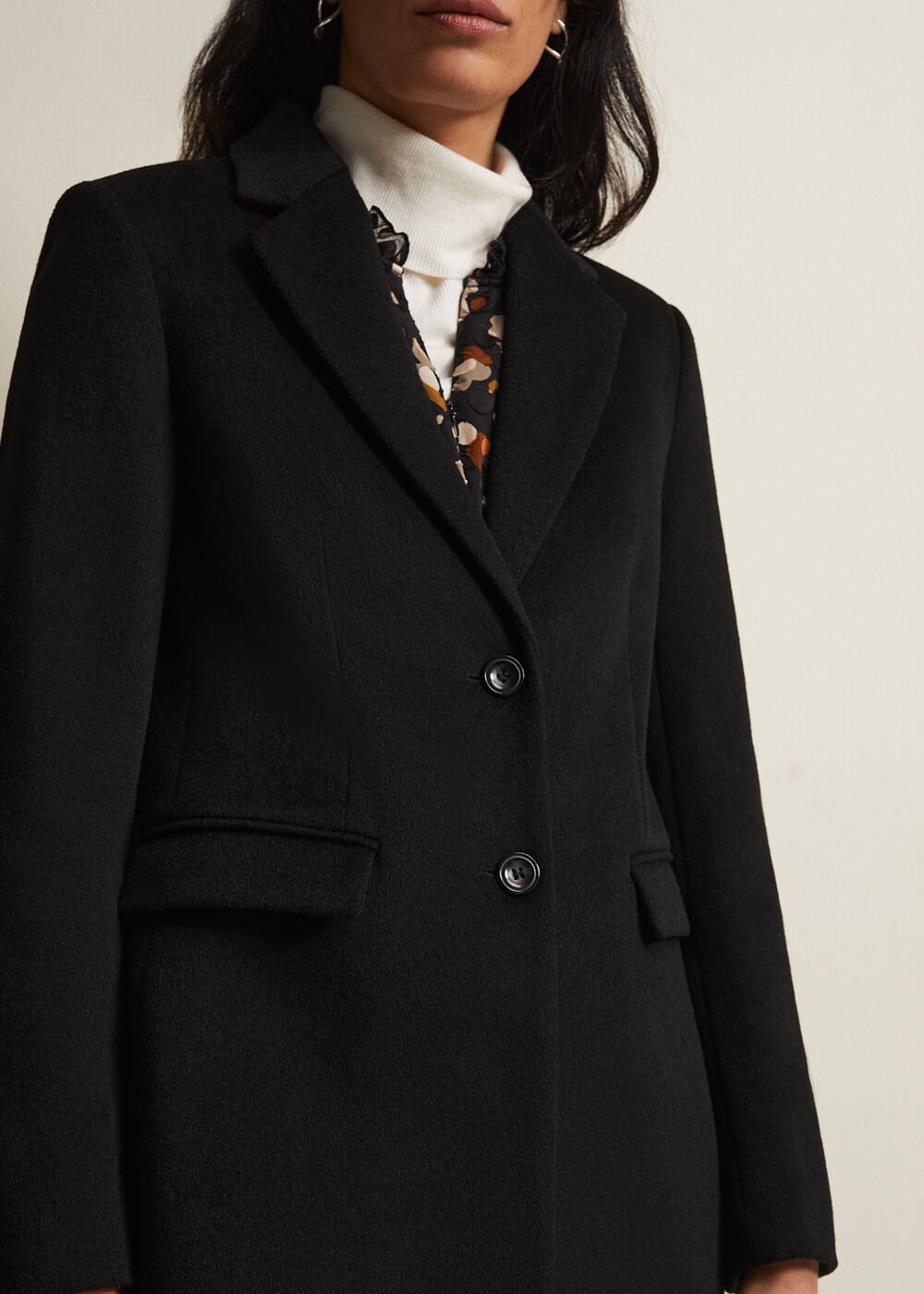 Lydia Blue Wool Smart Coat - Black