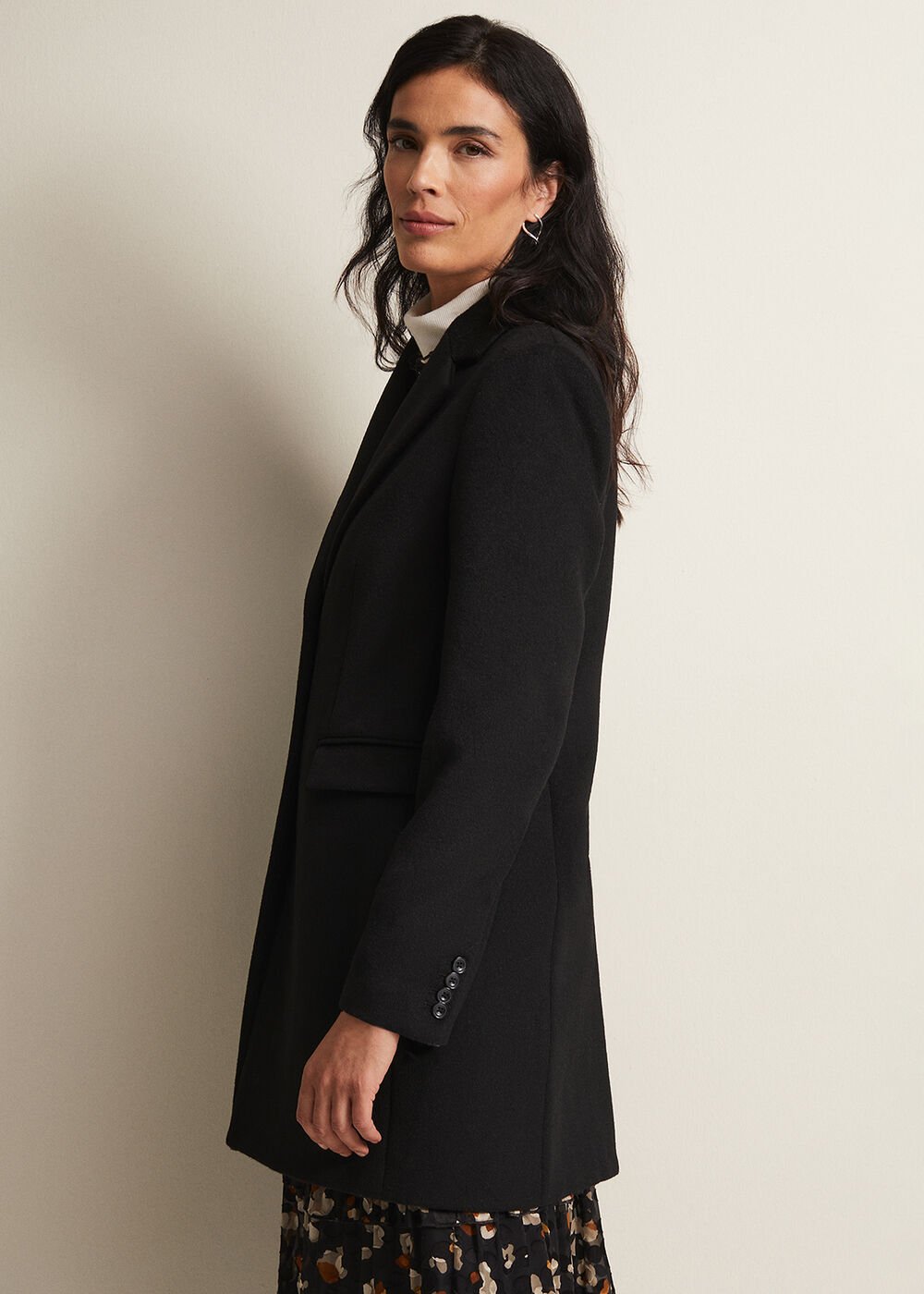 Lydia Blue Wool Smart Coat - Black