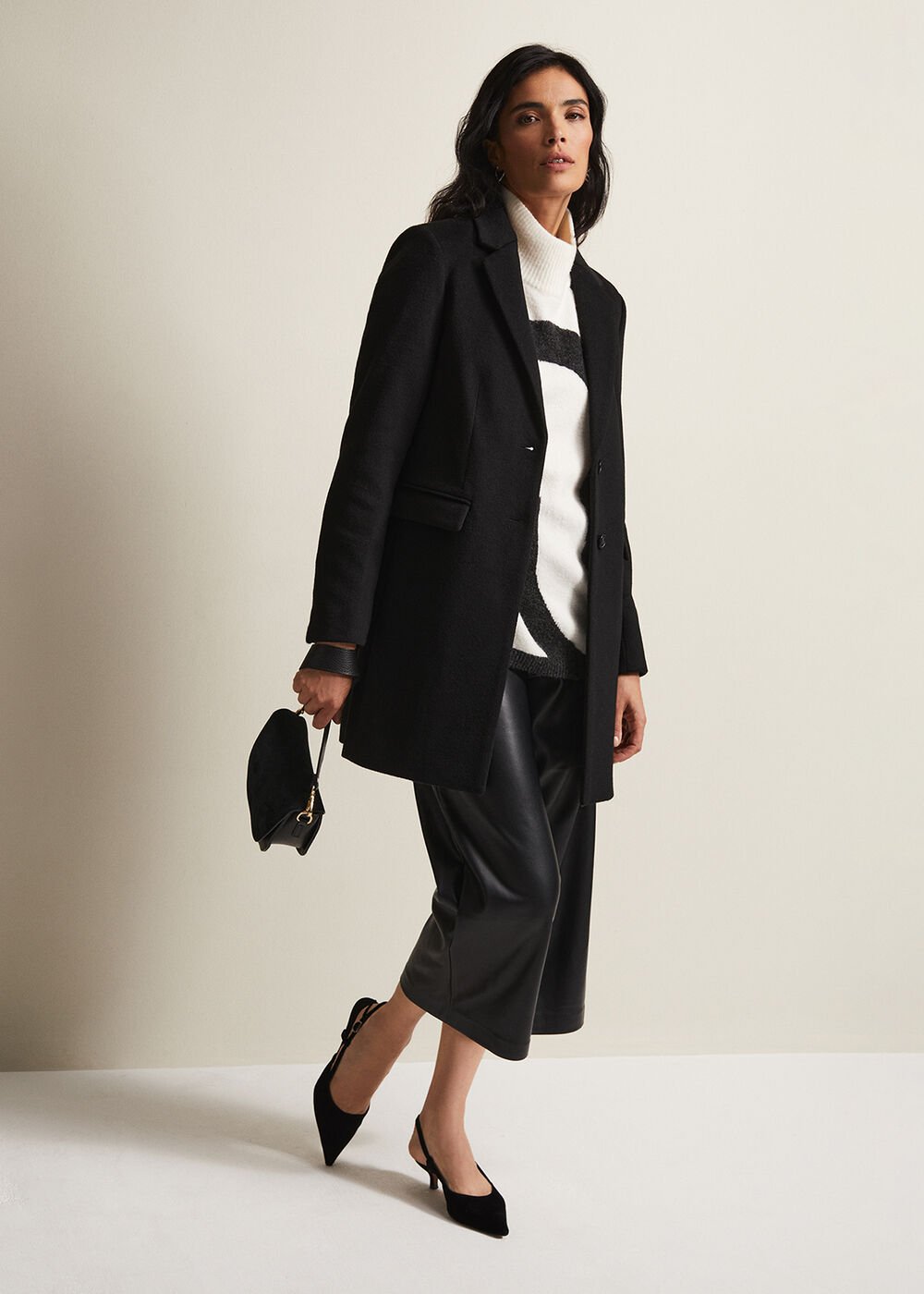 Lydia Blue Wool Smart Coat - Black