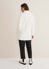 Fia Fluffy Zip Knit Coat - Winter White