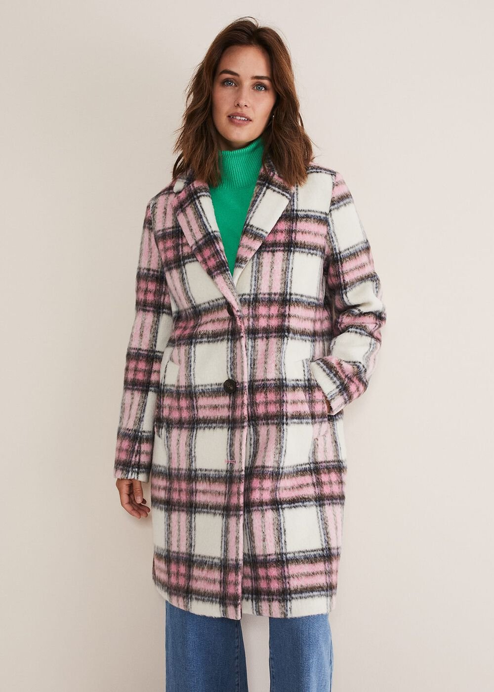 Catriona Checked Coat - Multi/Pink