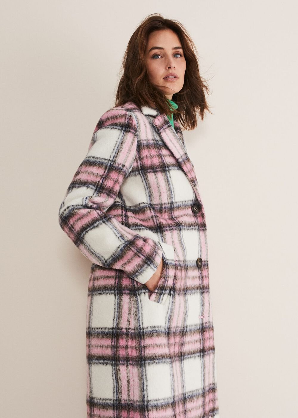 Catriona Checked Coat - Multi/Pink