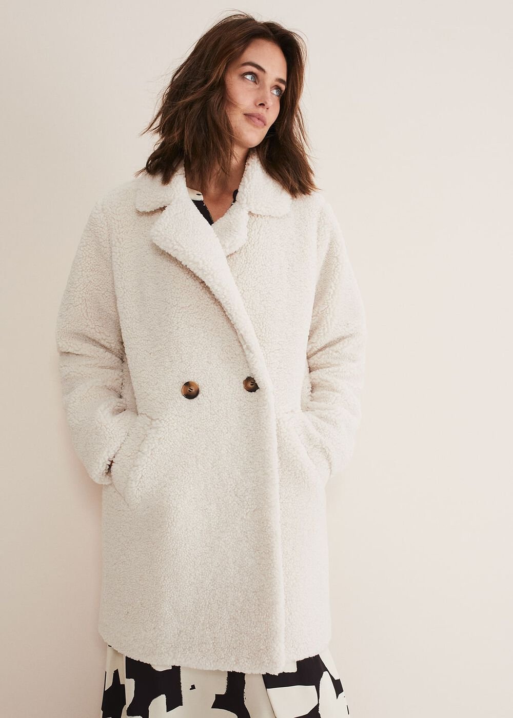 Libbie Longline Teddy Coat - Ivory