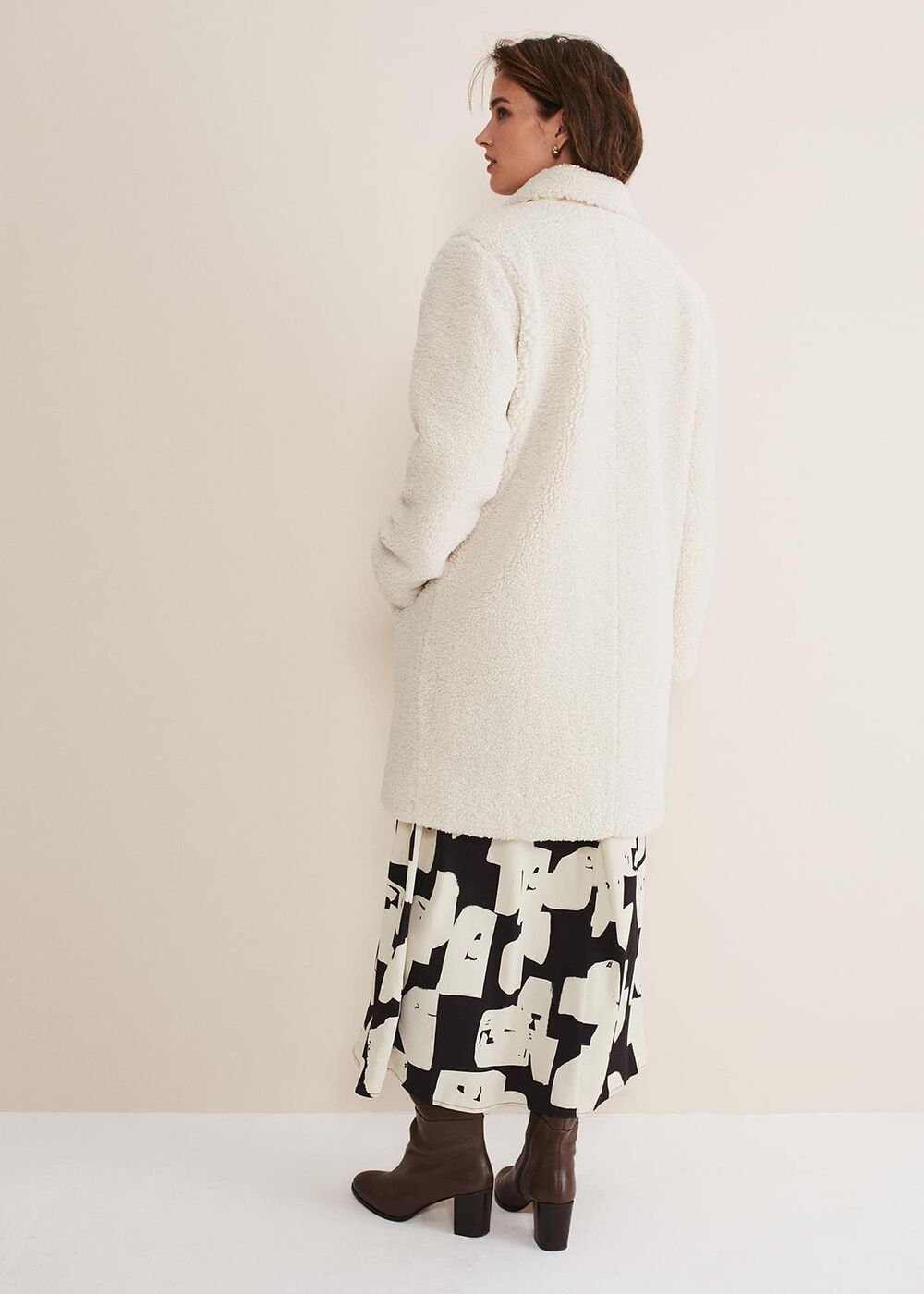 Libbie Longline Teddy Coat - Ivory