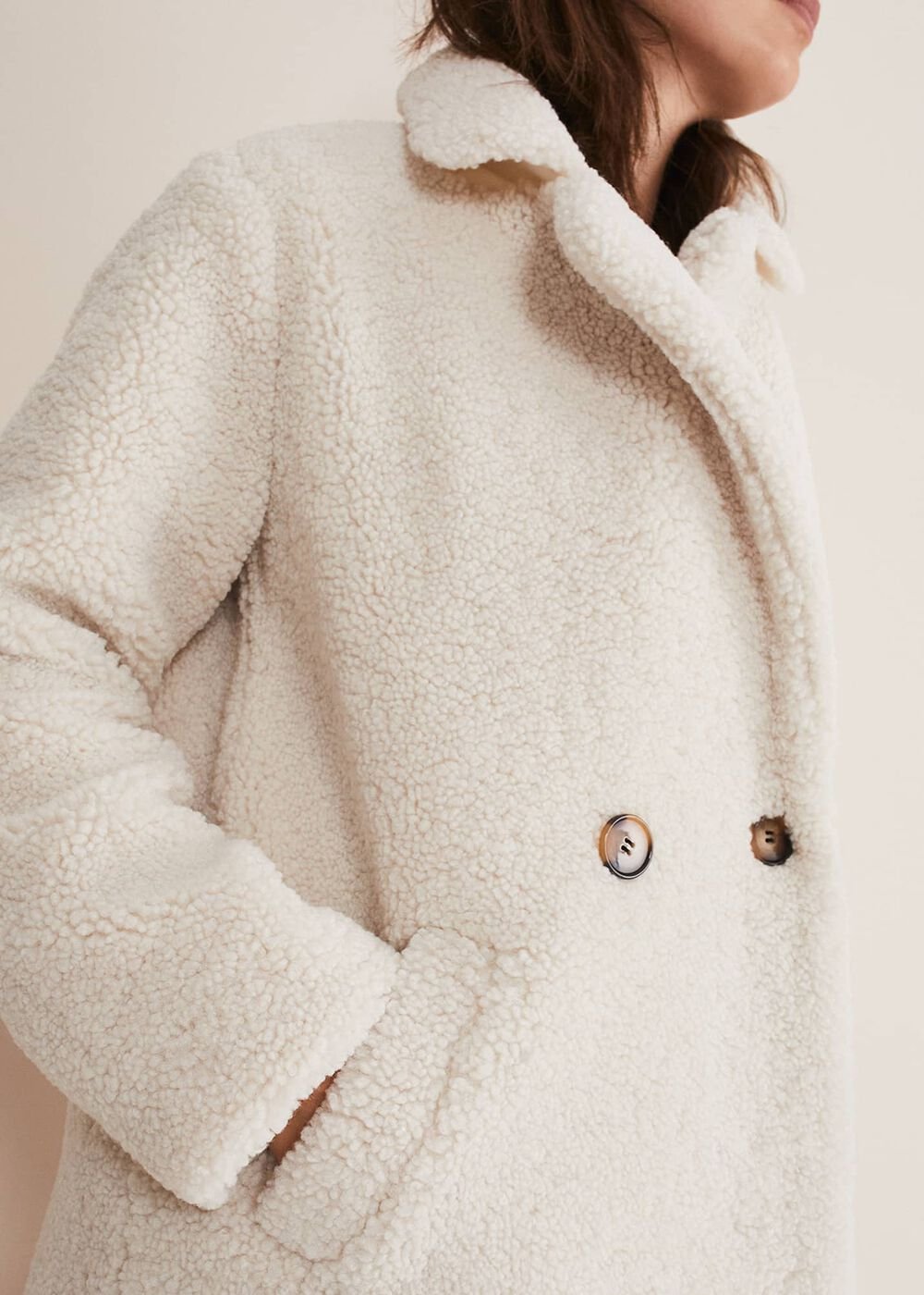 Libbie Longline Teddy Coat - Ivory