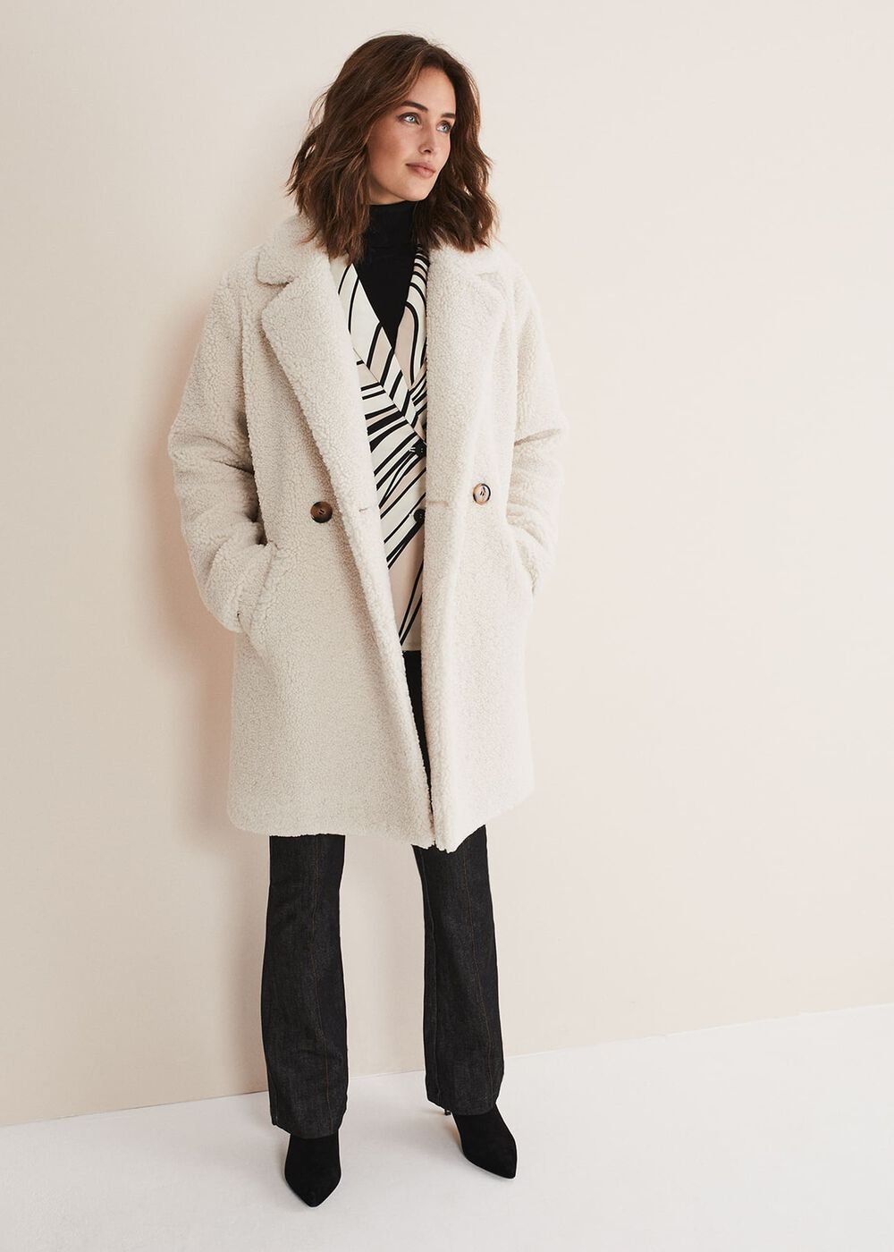 Libbie Longline Teddy Coat - Ivory