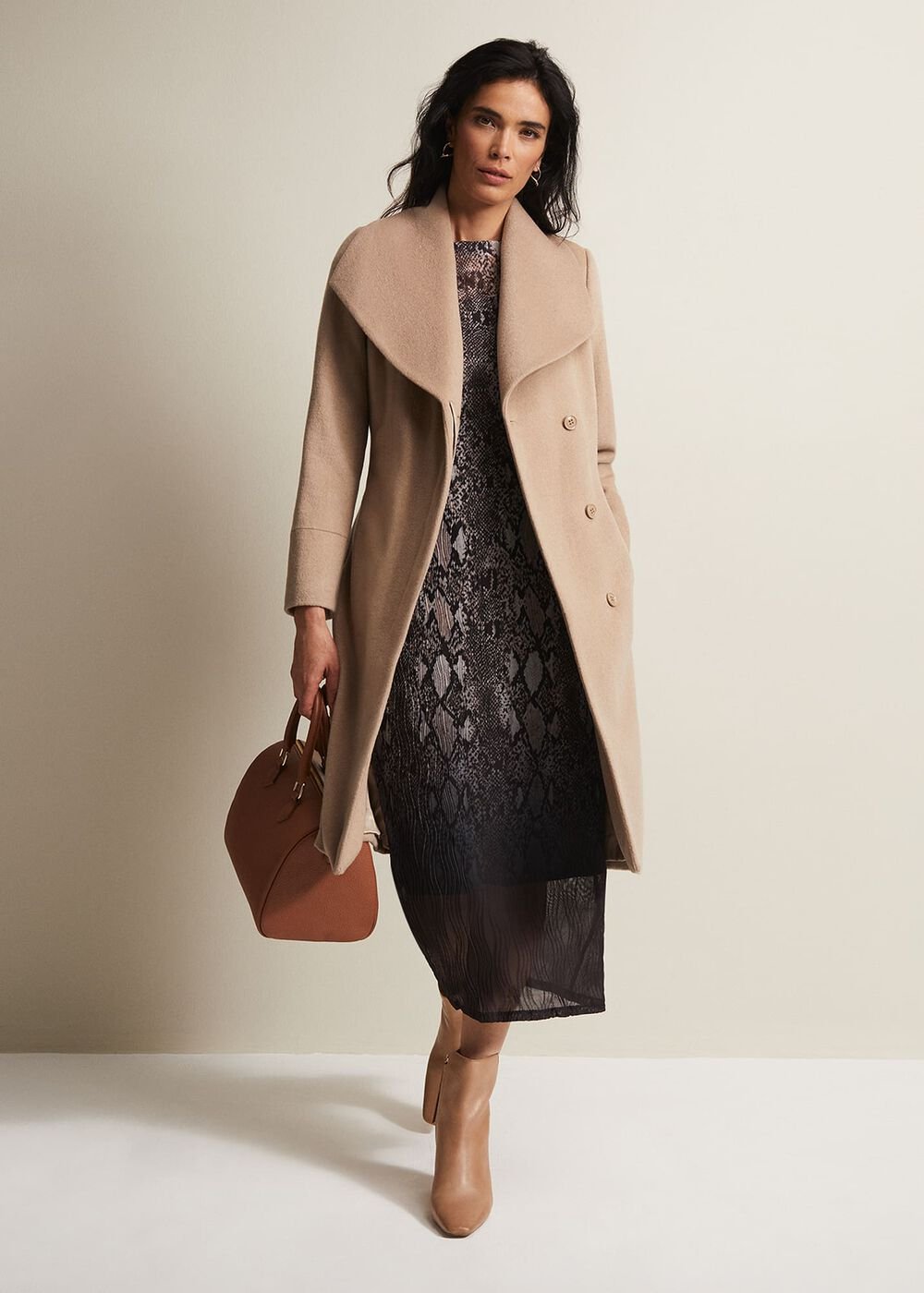 Nicci Wool Belted Coat - Camel