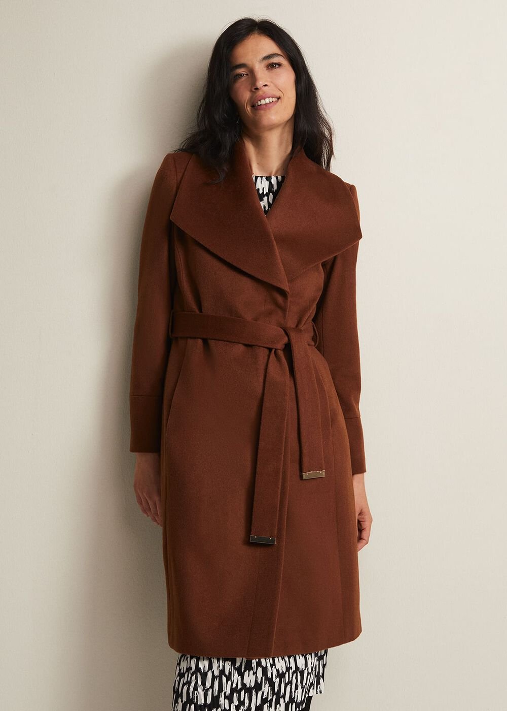Nicci Wool Belted Coat - Tan