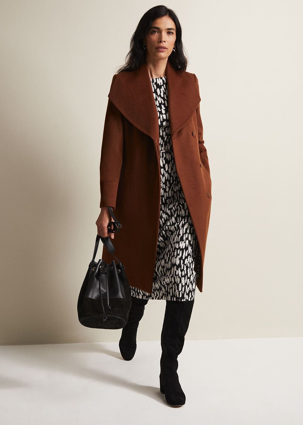 Nicci Wool Belted Coat - Tan