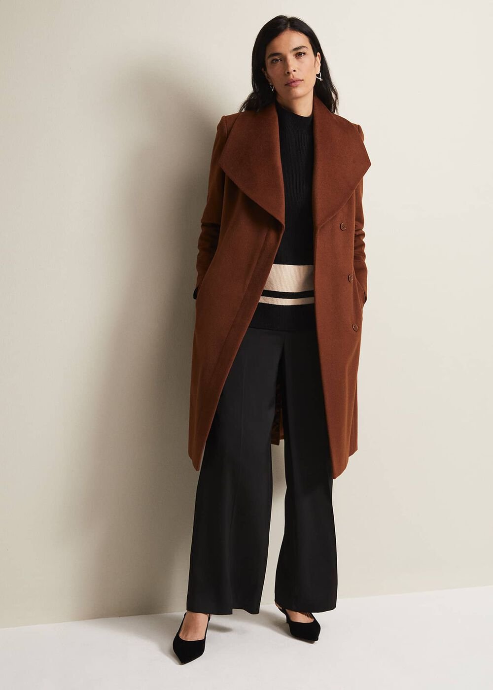 Nicci Wool Belted Coat - Tan