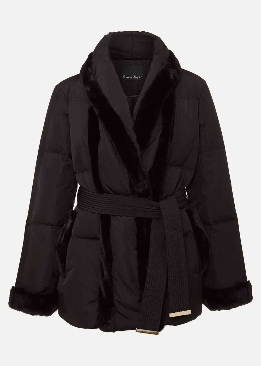 Nelle Black Faux Fur Short Puffer Coat - Black