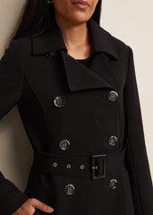 Petite Layana Black Smart Trench Coat - Black