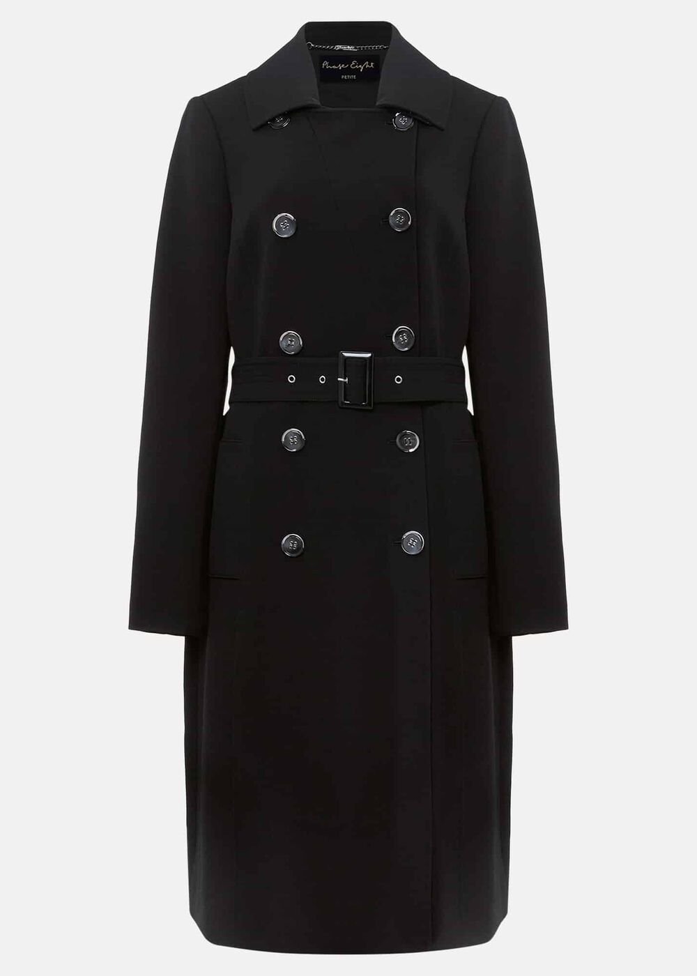 Petite Layana Black Smart Trench Coat - Black
