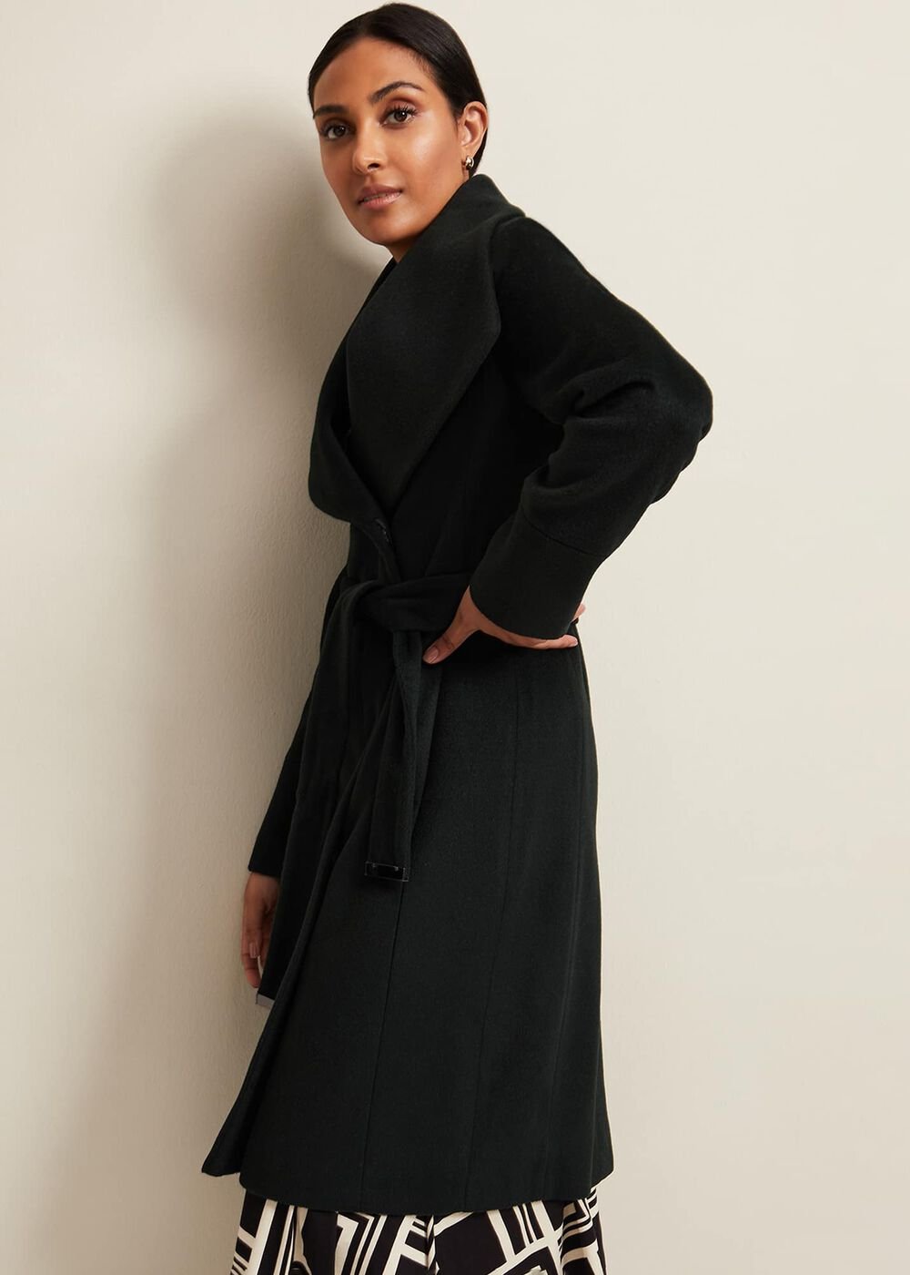 Petite Nicci Dark Green Wool Smart Coat - Dark Green