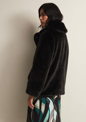 Megan Black Faux Fur Coat - Black