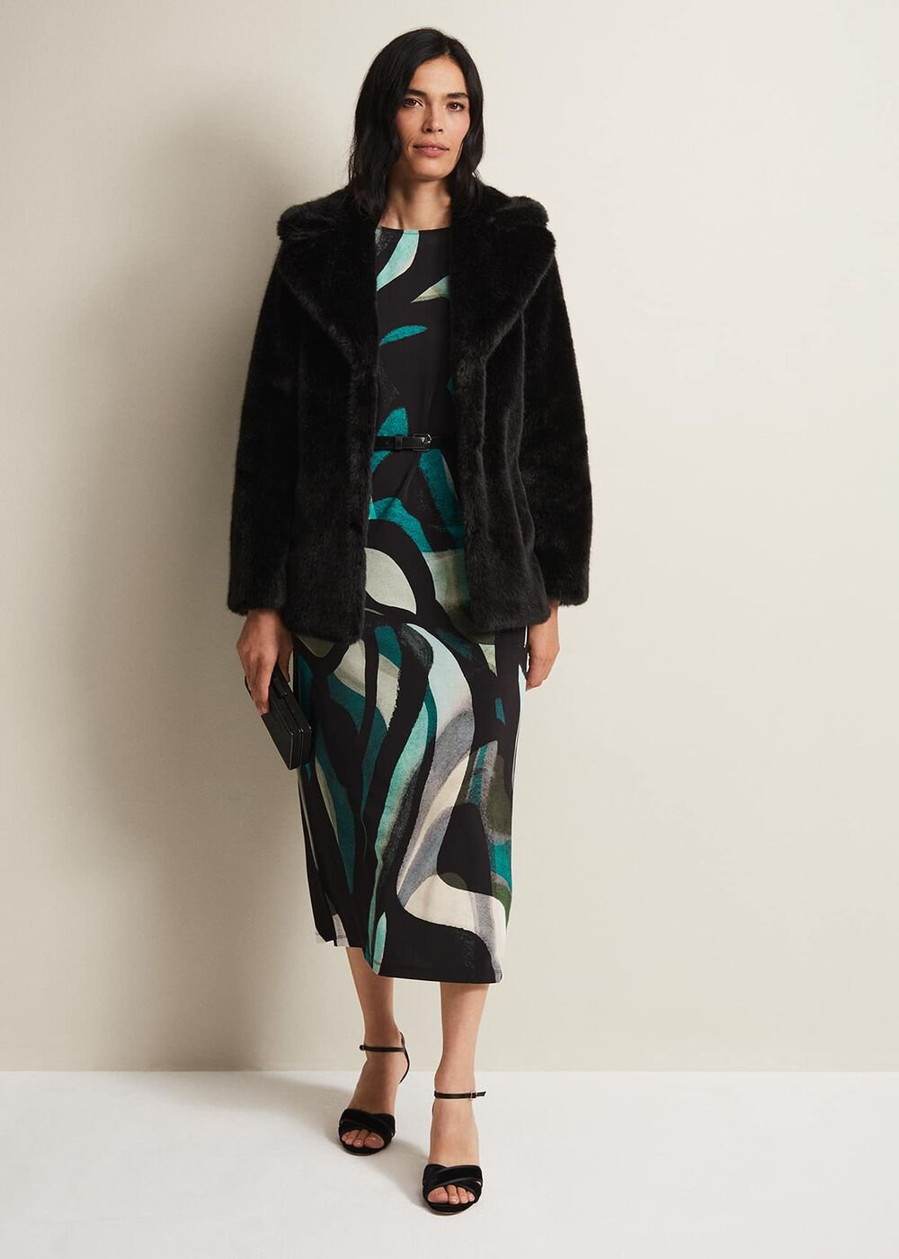 Megan Black Faux Fur Coat - Black