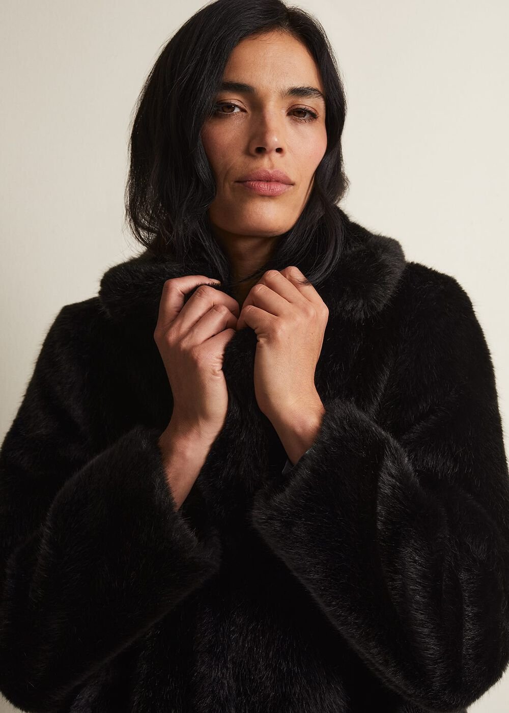 Megan Black Faux Fur Coat - Black