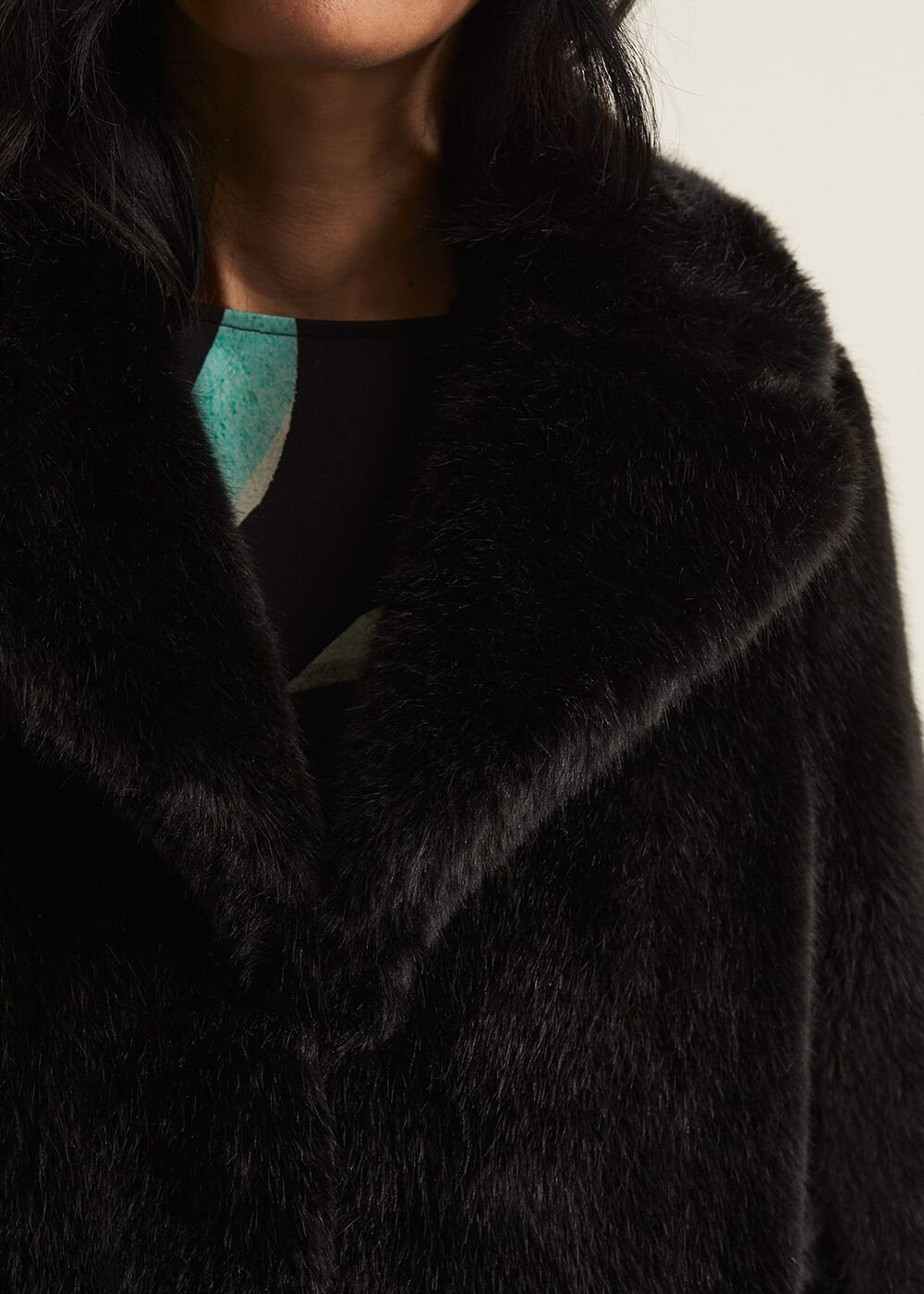 Megan Black Faux Fur Coat - Black