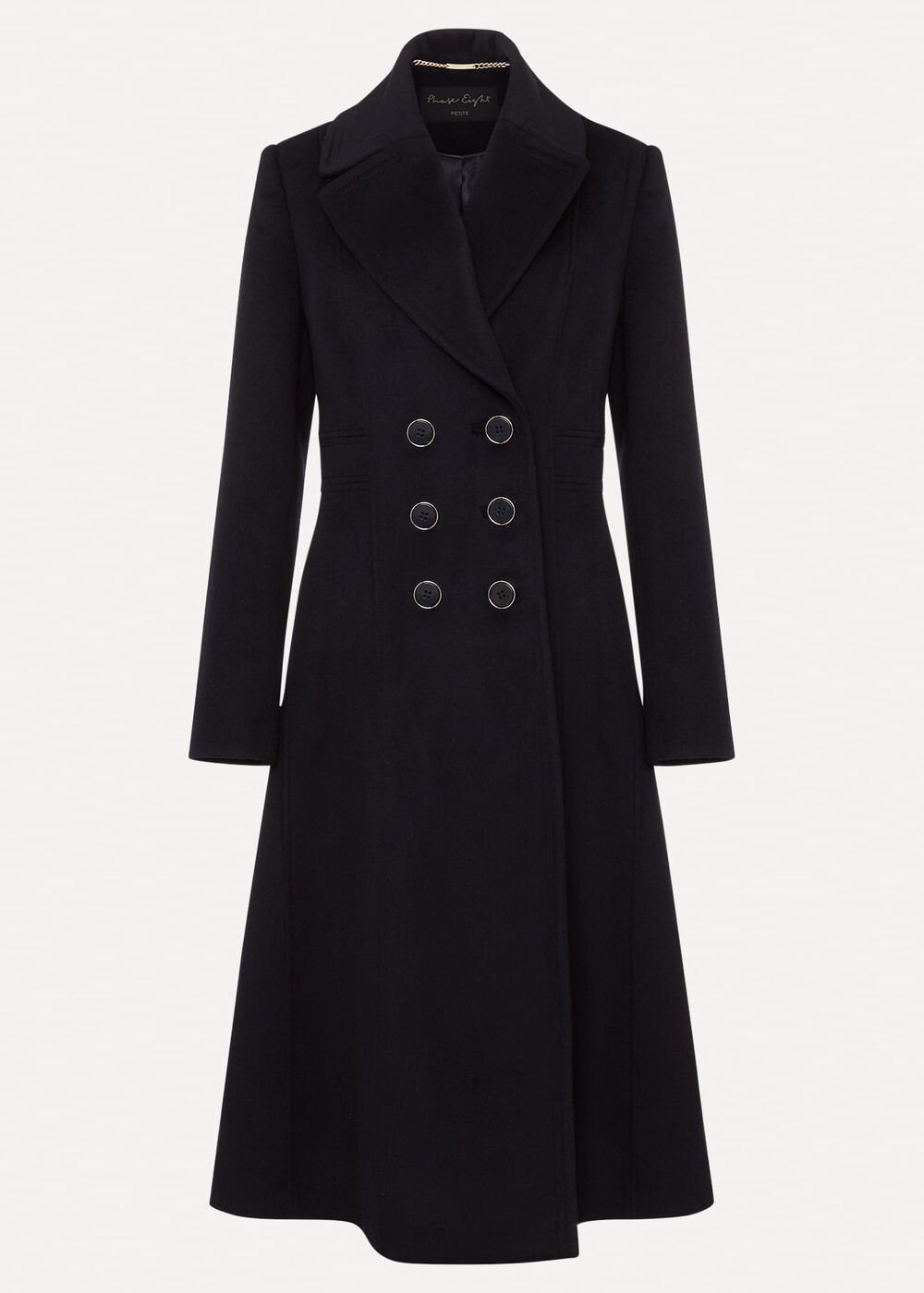Petite Sandra Wool Fit And Flare Coat - Navy