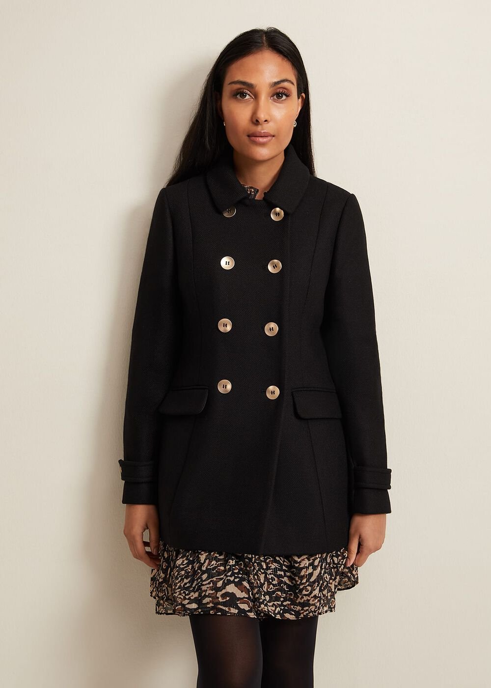 Petite Aurelie Wool Smart Peacoat - Black