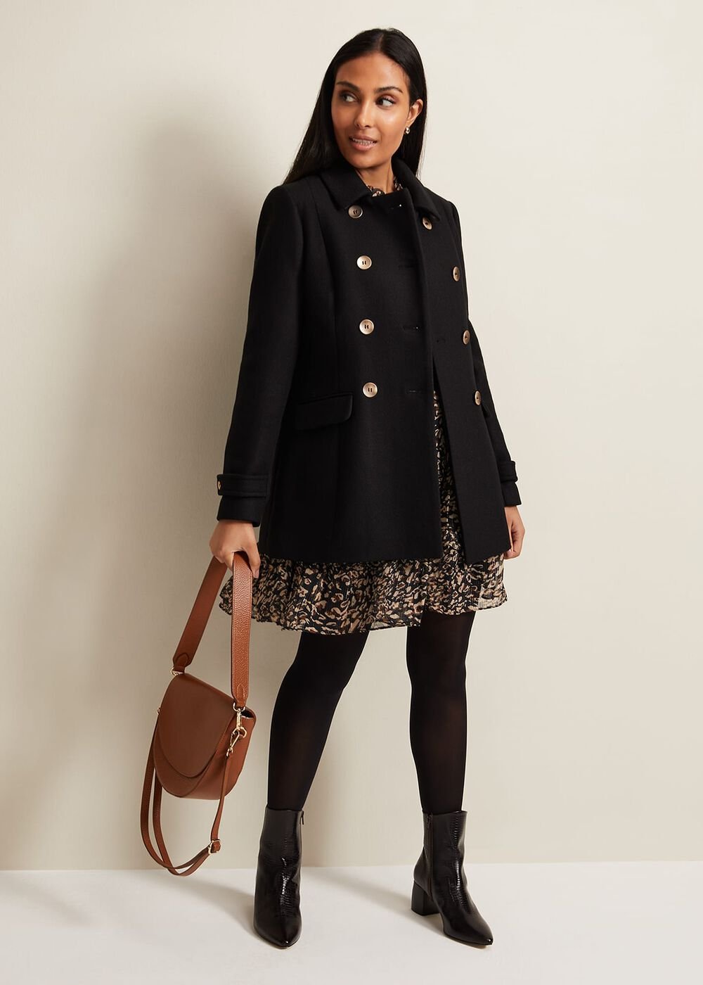 Petite Aurelie Wool Smart Peacoat - Black