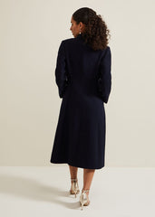 Petite Juliette Crepe Coat - Navy