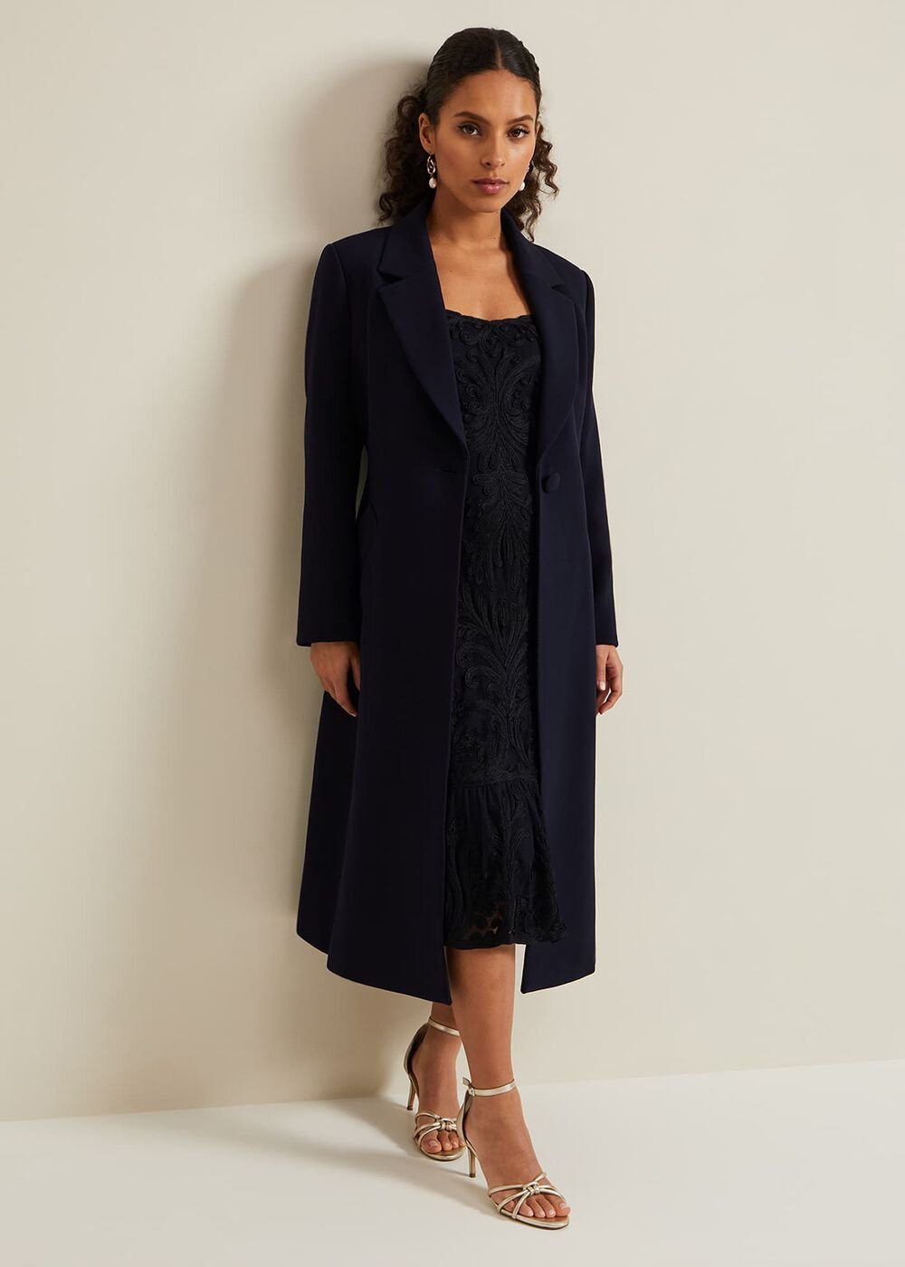Petite Juliette Crepe Coat - Navy