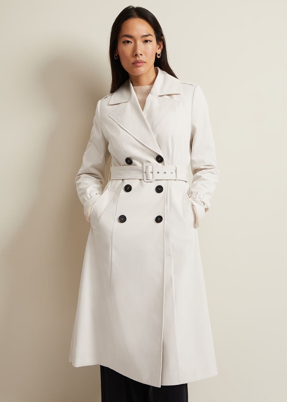 Eleanor Pleat Back Trench Coat - Ivory