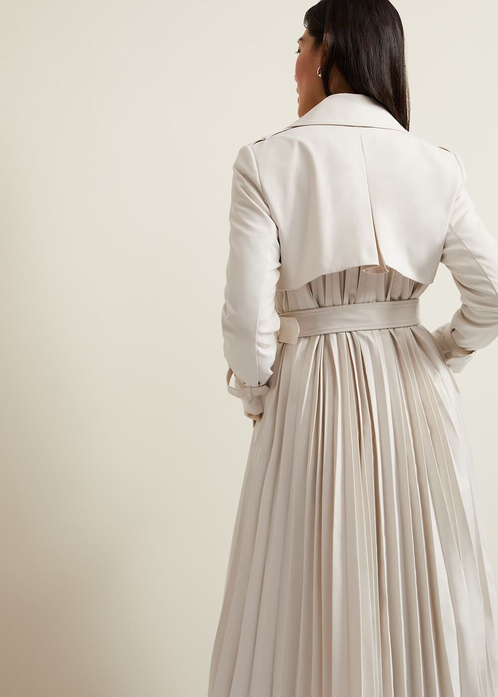 Eleanor Pleat Back Trench Coat - Ivory