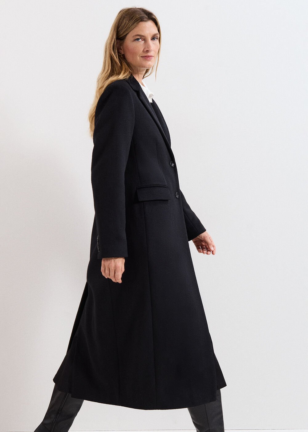 Lydia Long Wool Coat - Black