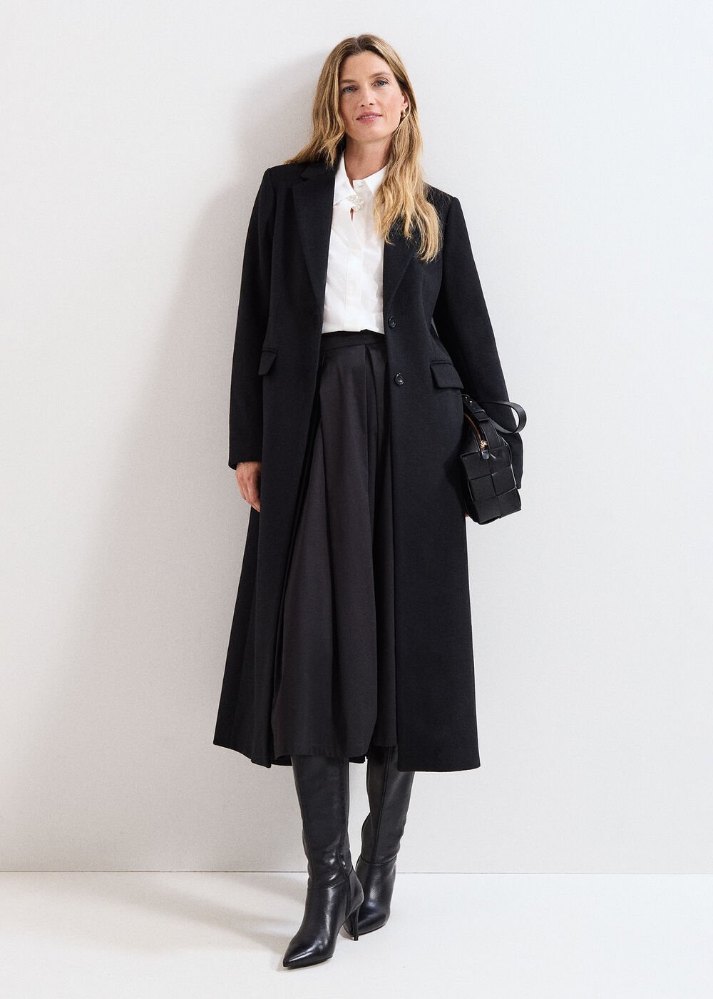 Lydia Long Wool Coat - Black