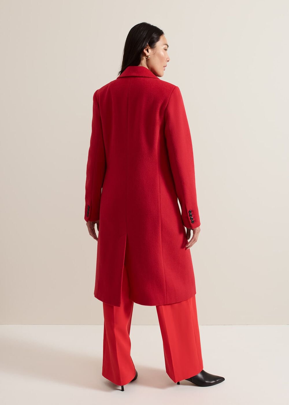 Skye Double Breasted Midaxi Wool Coat - Red