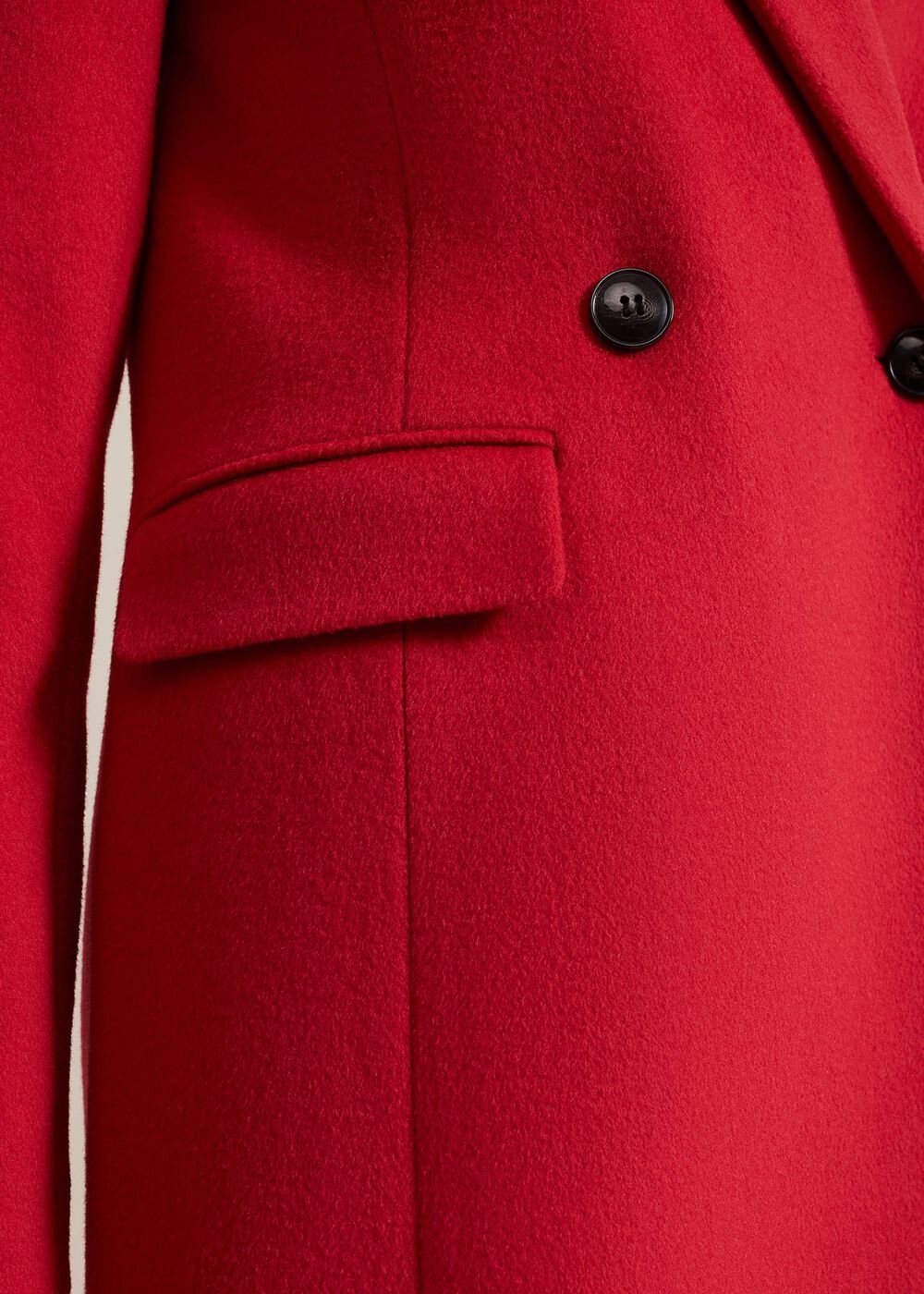Skye Double Breasted Midaxi Wool Coat - Red