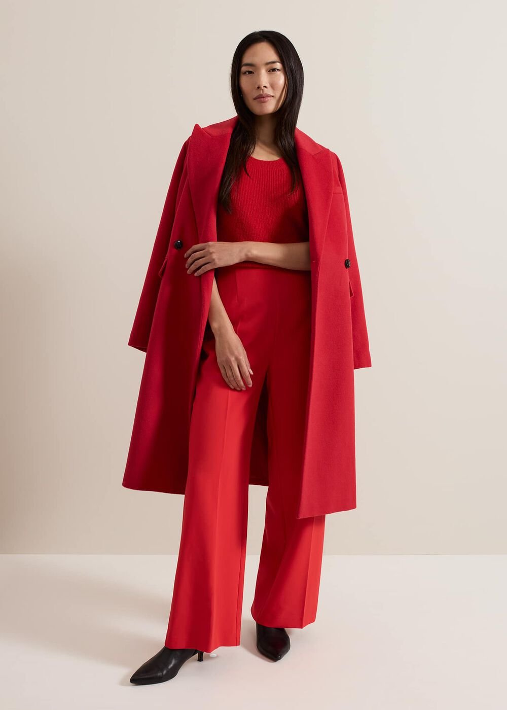 Skye Double Breasted Midaxi Wool Coat - Red