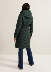 Hollie Midi Quilted Puffer - Dark Green