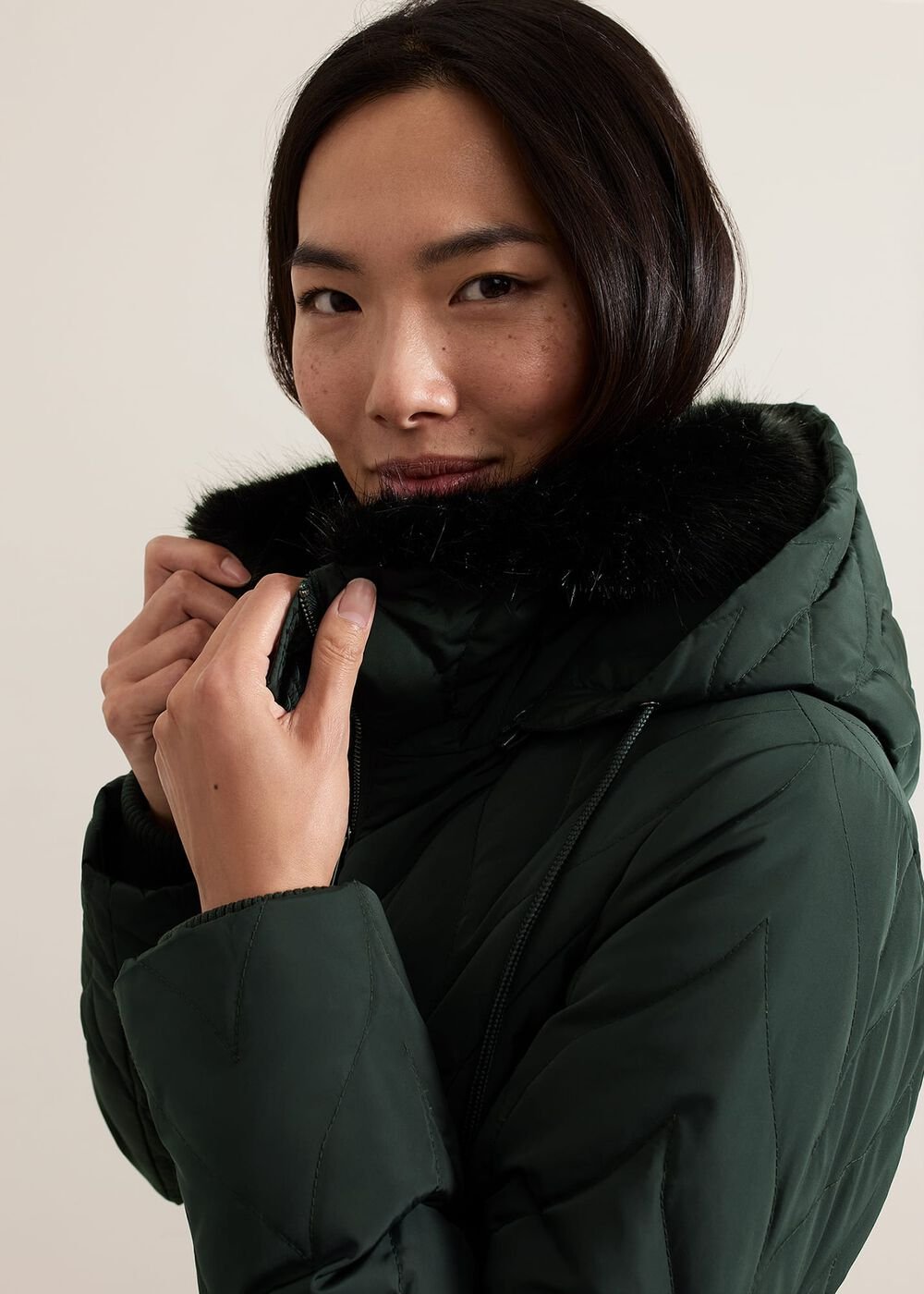 Hollie Midi Quilted Puffer - Dark Green