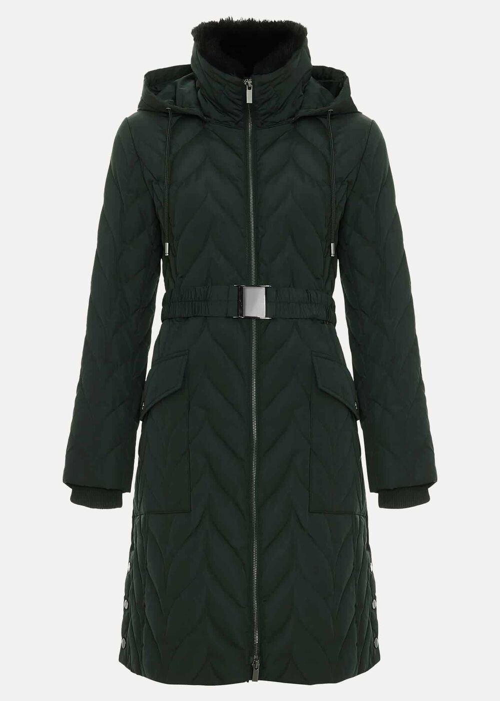 Hollie Midi Quilted Puffer - Dark Green