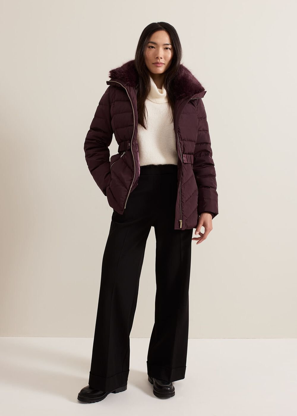 Bobbie Puffer Short Coat - Dark Red