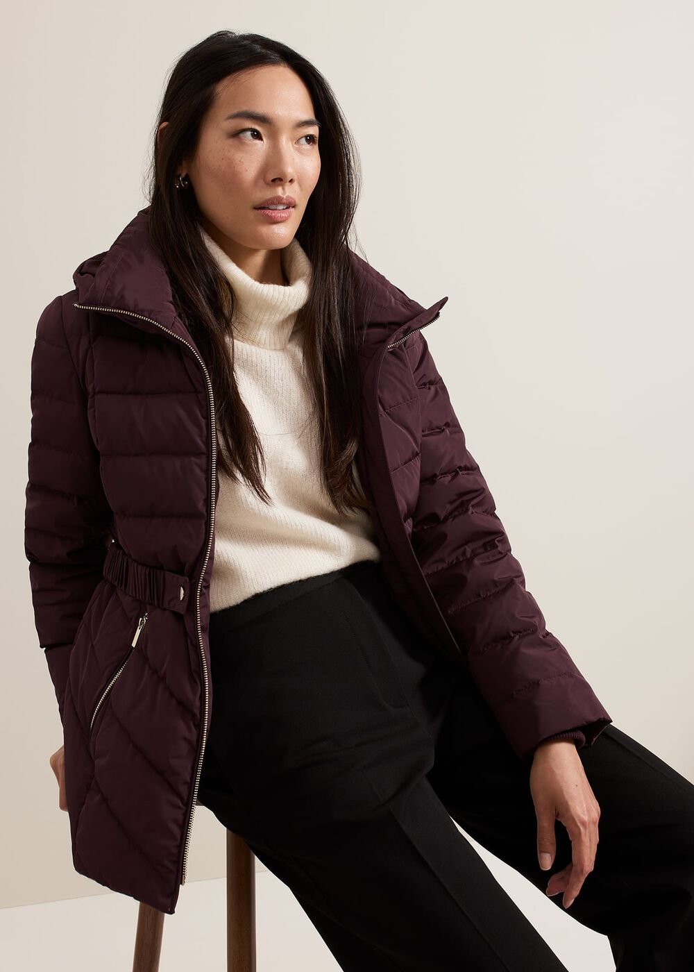 Bobbie Puffer Short Coat - Dark Red