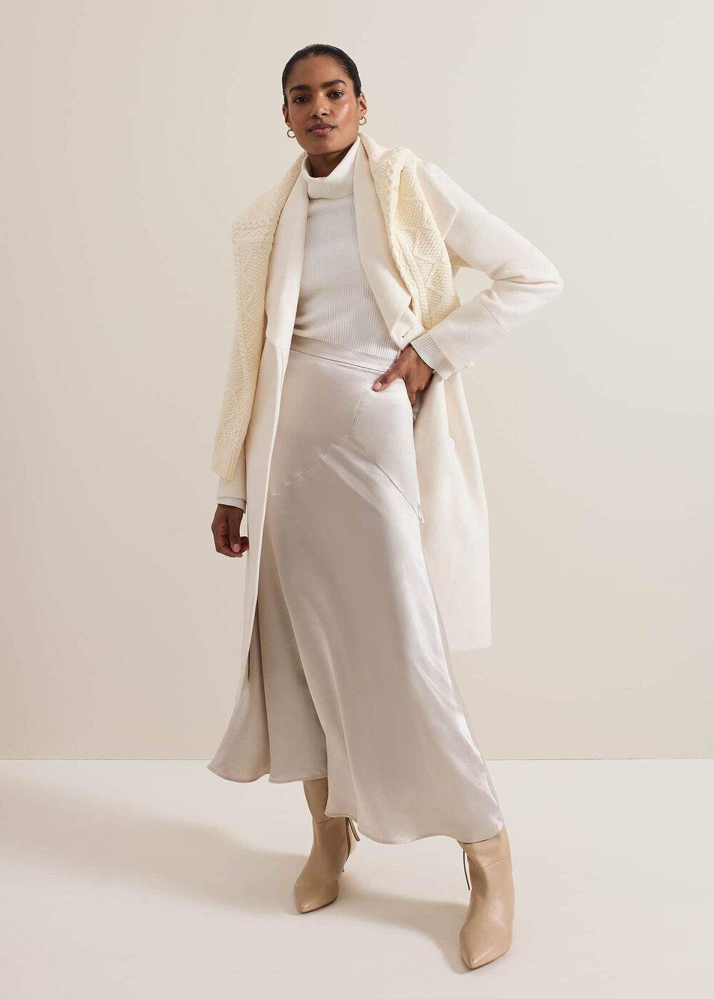 Nicci Belted Wool Coat - Winter White