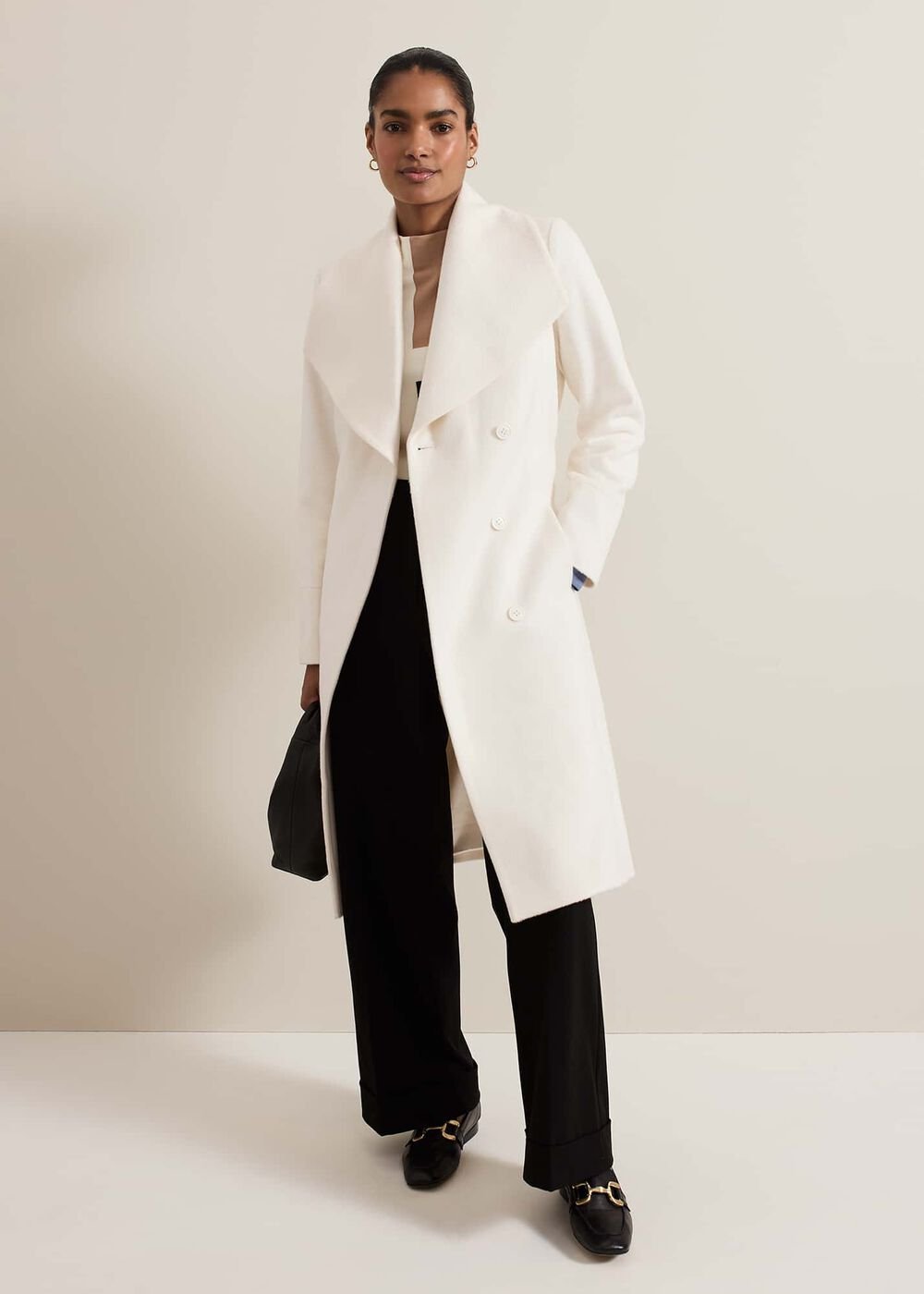 Nicci Belted Wool Coat - Winter White
