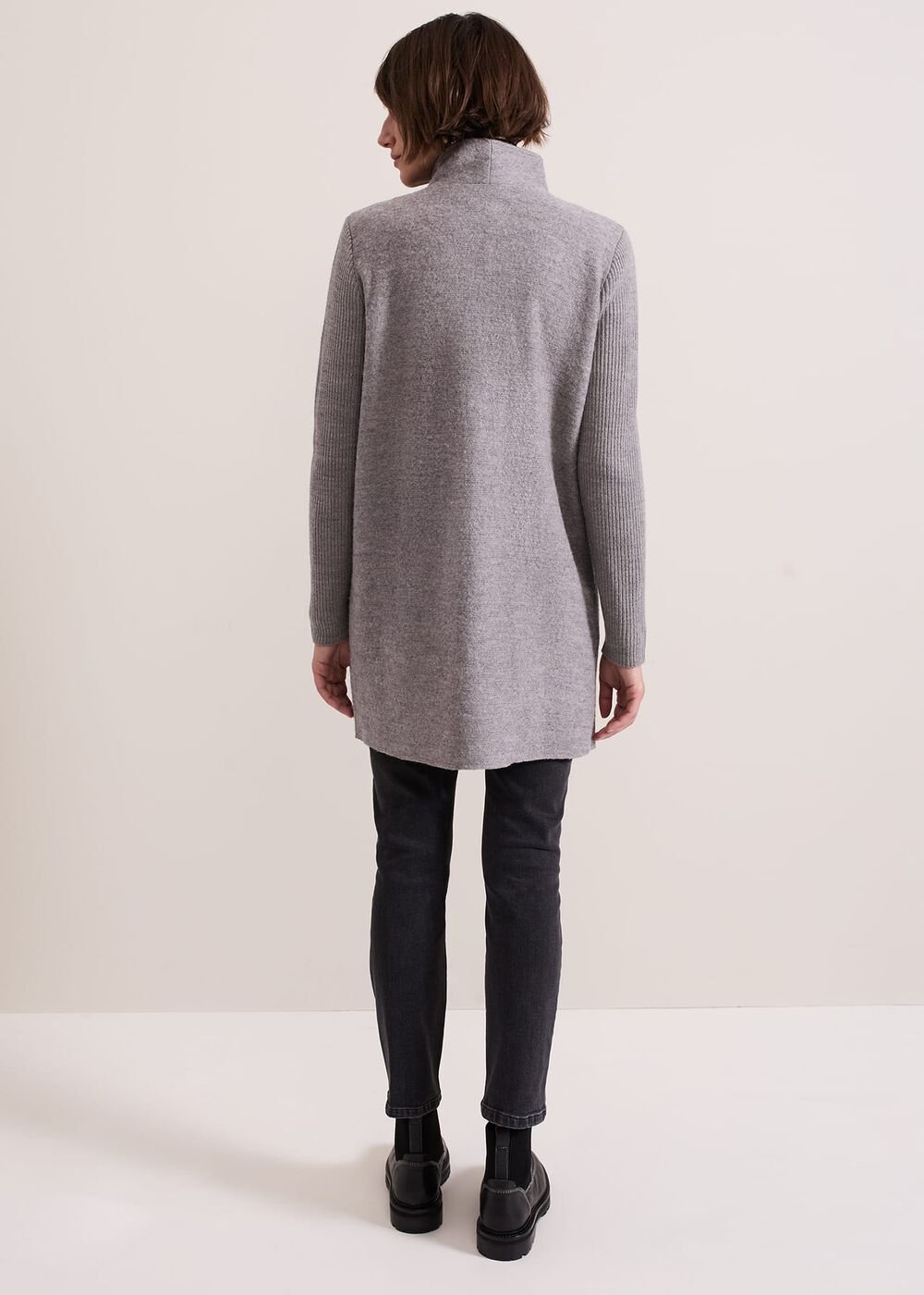 Byanca Zip Knit Coat - Grey Marl