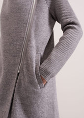 Byanca Zip Knit Coat - Grey Marl