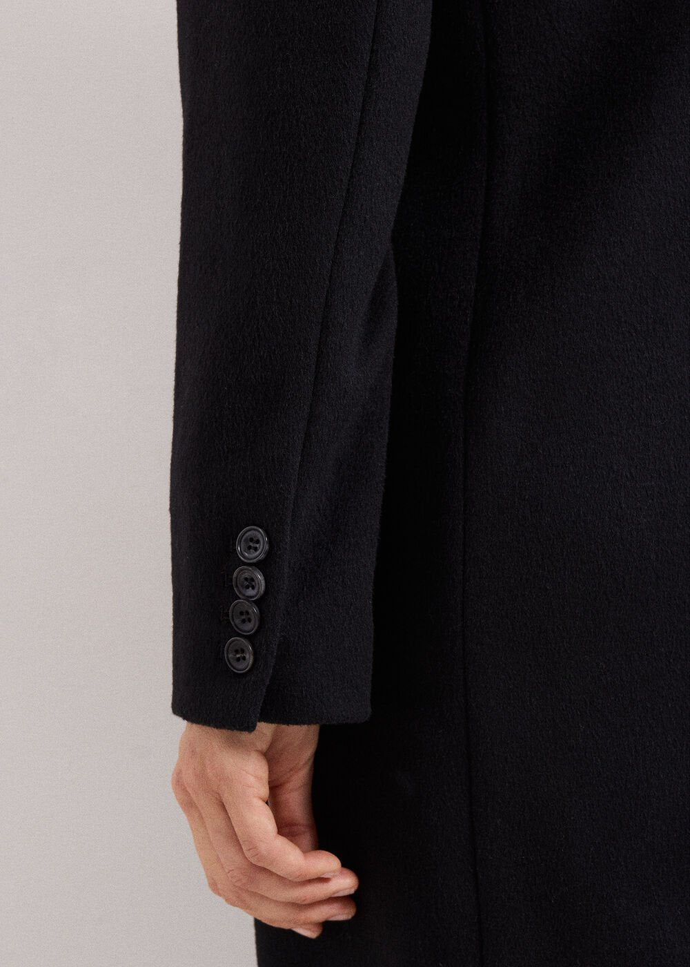Petite Lydia Long Wool Coat - Black