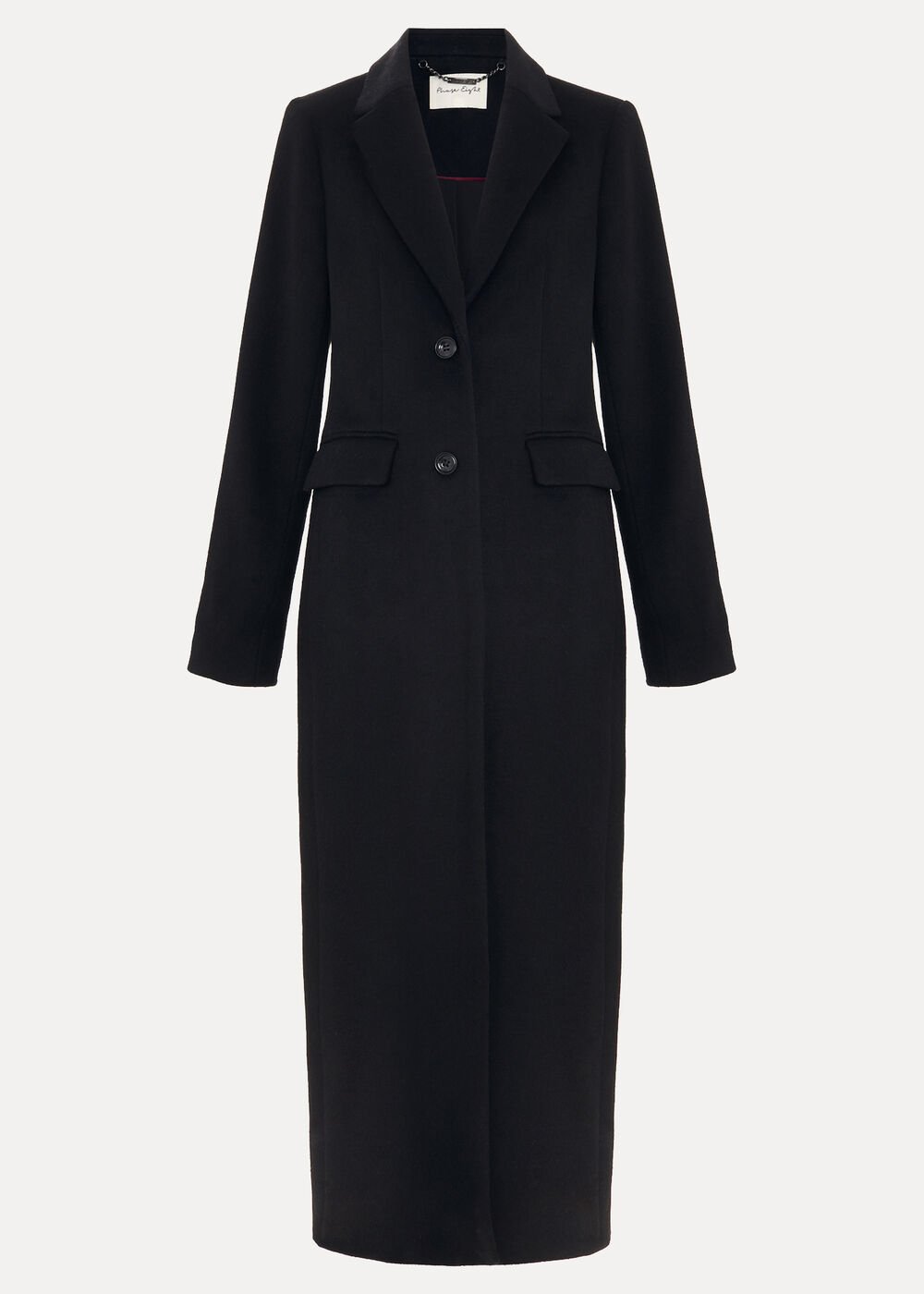 Petite Lydia Long Wool Coat - Black