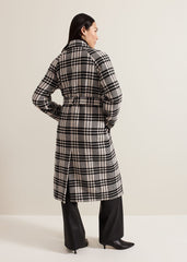 Cassie Check Wool Coat - Black/Ivory