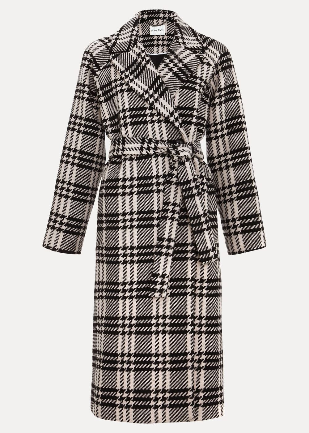 Cassie Check Wool Coat - Black/Ivory