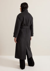 Paloma Funnel Neck Wool Smart Coat - Grey