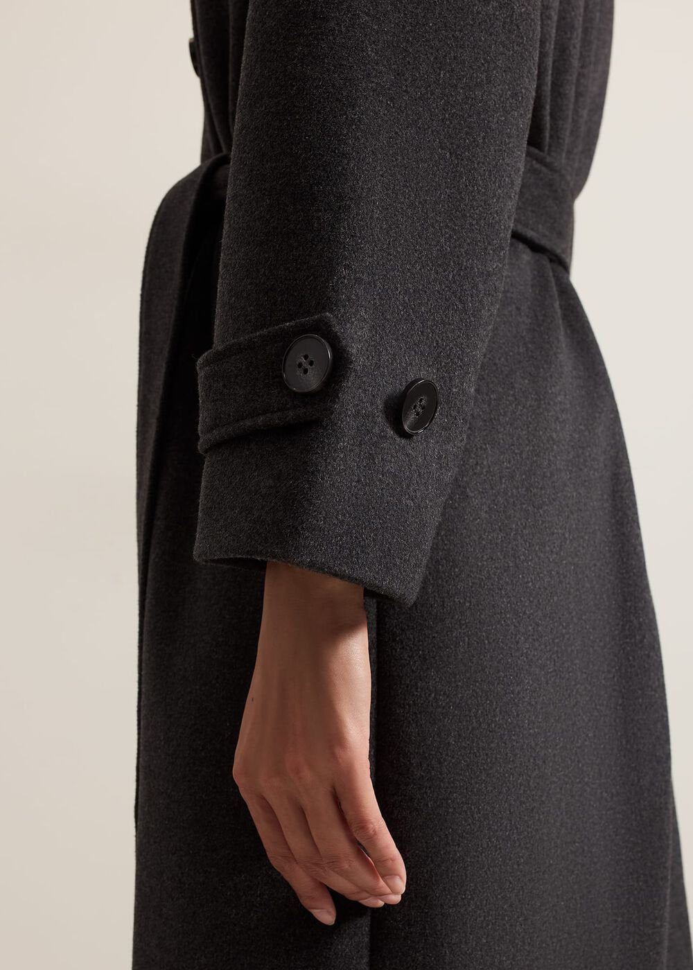 Paloma Funnel Neck Wool Smart Coat - Grey