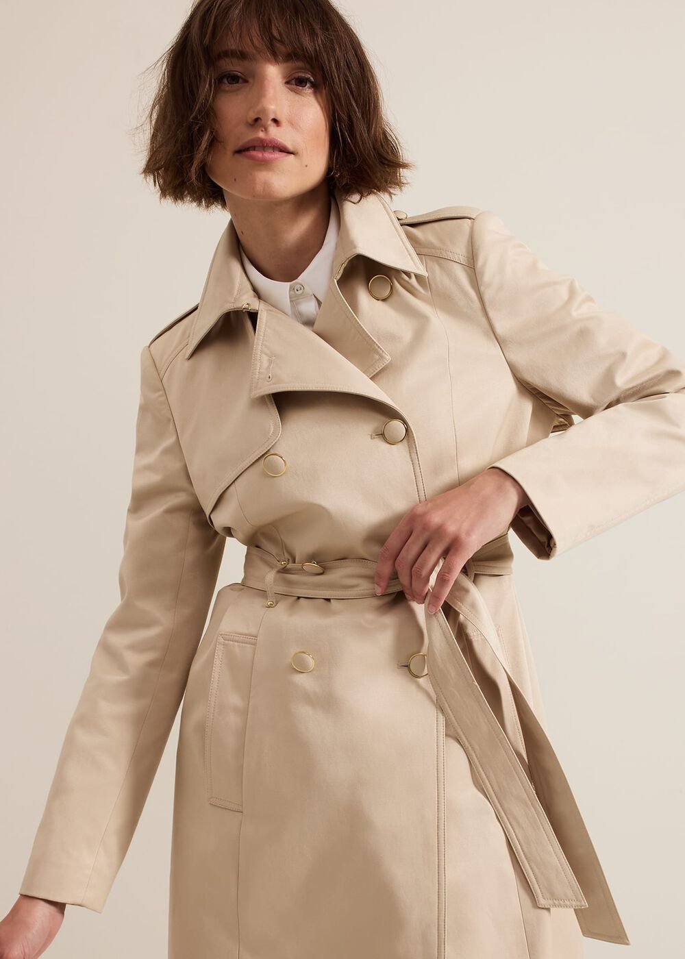 Cheryl Camel Long Fitted Trench Coat - Camel